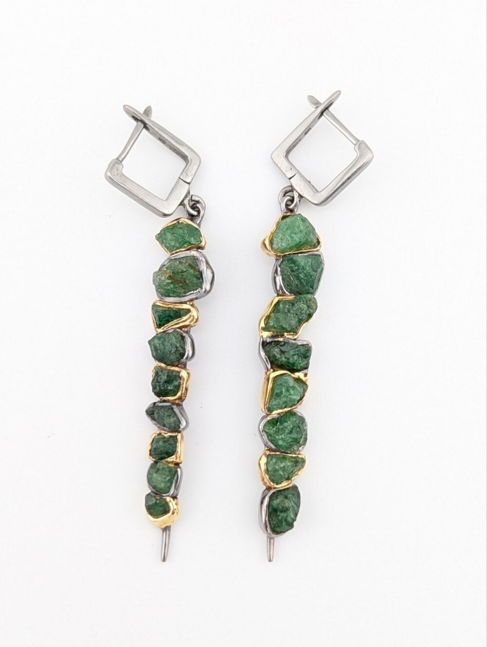 Tsavorite Garnet 18K 925 Black Rhodium Earrings -German Kabirski- Luxury Jewelry - Picture 12 of 12